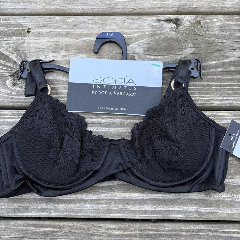Sofia Intimates by Sofia Vergara Demi Bra Women's Black 34A Unlined Lace